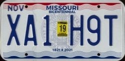Missouri license plate