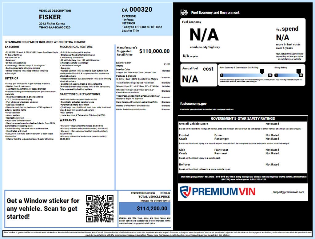 Fisker Window Sticker Report PDF Download