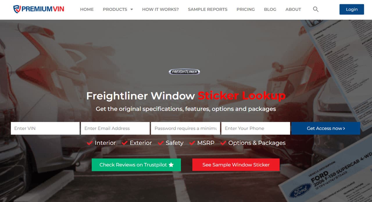 How to check the warranty by VIN with a Freightliner Window Sticker tool?