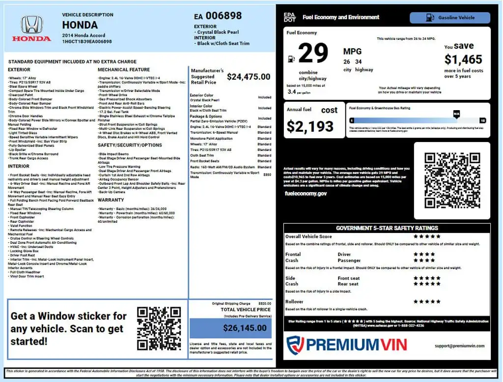 Honda-Window-Sticker-Lookup