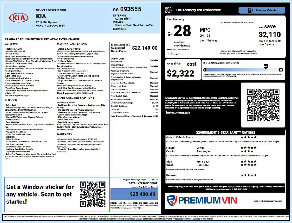 Kia-Window-Sticker-Lookup-Report