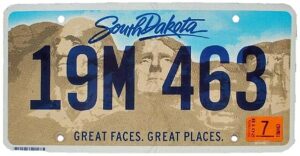 South Dakota license plate