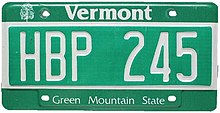 a picture of a Vermont license plate wikipedia