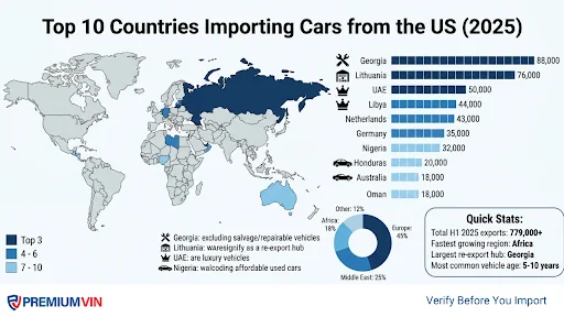 Top 10 Countries Importing Cars from the US in 2025: Data & Trends